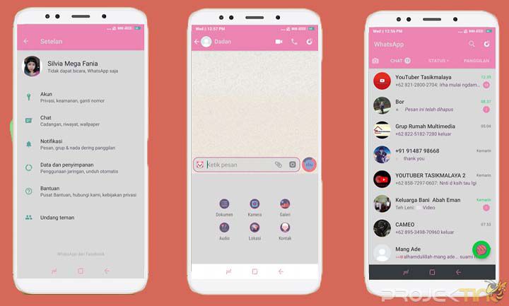 Cara mengubah warna whatsapp menjadi pink tanpa aplikasi
